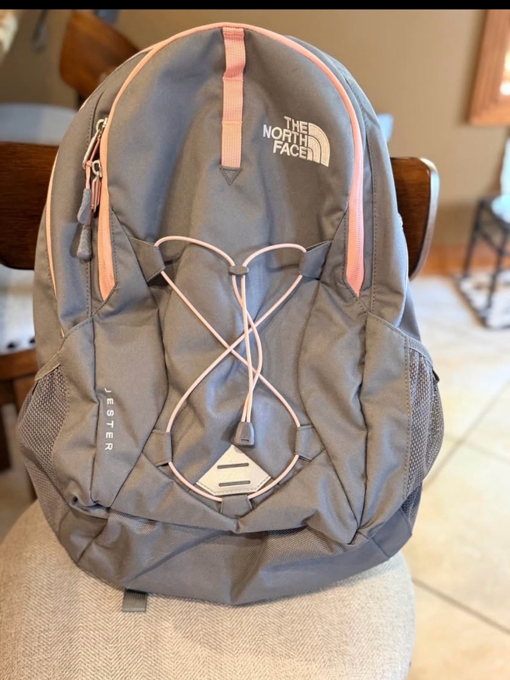 The North Face Jester Backpack - Gray with Pink Trim